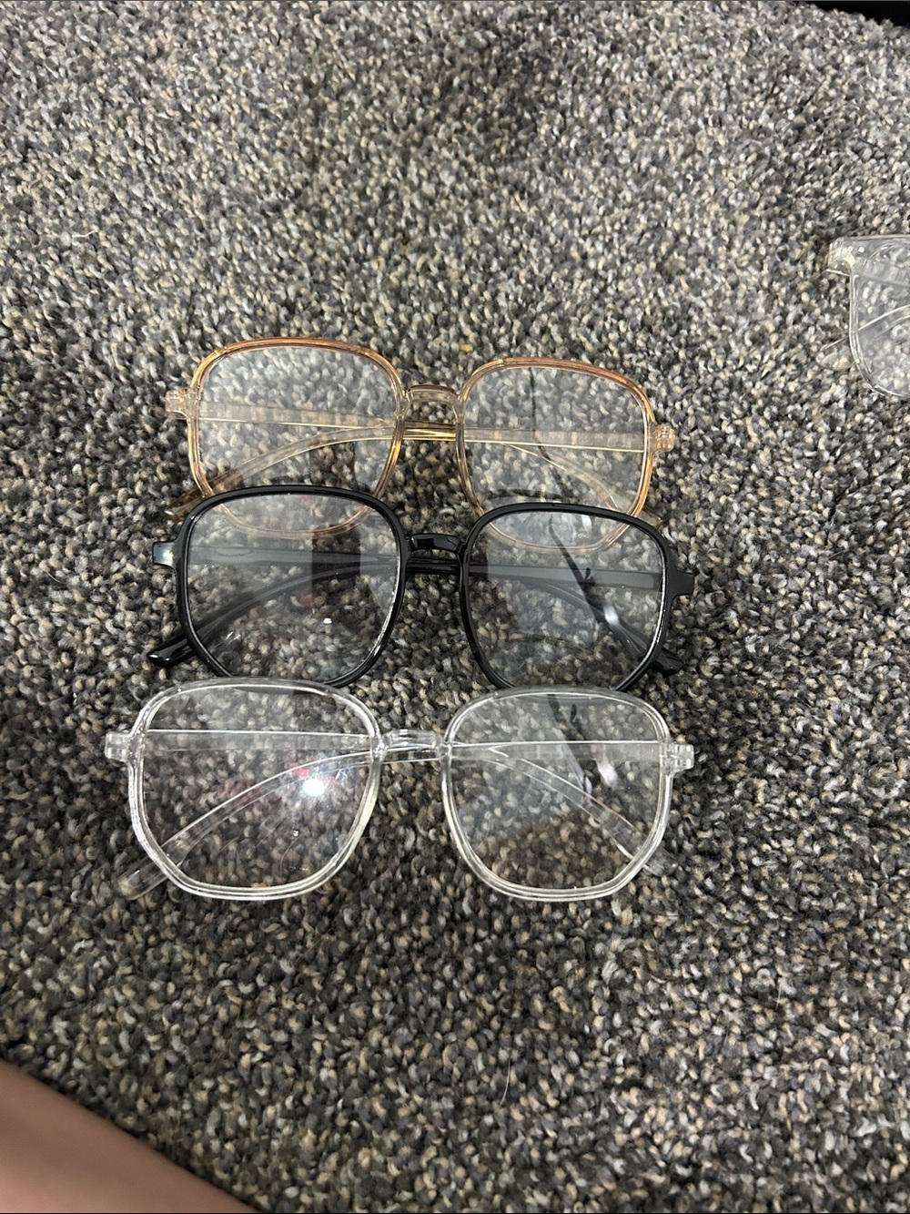 Clear, Black, and Gold Oversized Square Eyeglass Frames